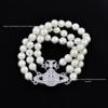 Empress Cixi Pearl Necklace: Three-Layer Magnetic Buckle in French Retro Style