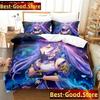 Anime Genshin Impact Keqing Girl Bedding Set Printed With Pillowcase Bed Duvet Cover Soft Single Double Queen Super King Size