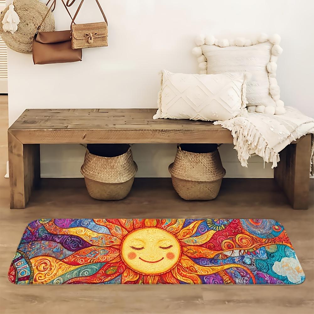 1Pcs Bohemian Sun Totem Runner Mat Vibrant Mandala Design with Multicolor Boho Patterns Washable Washable Area Mat for Kitchen Hallway Living Room