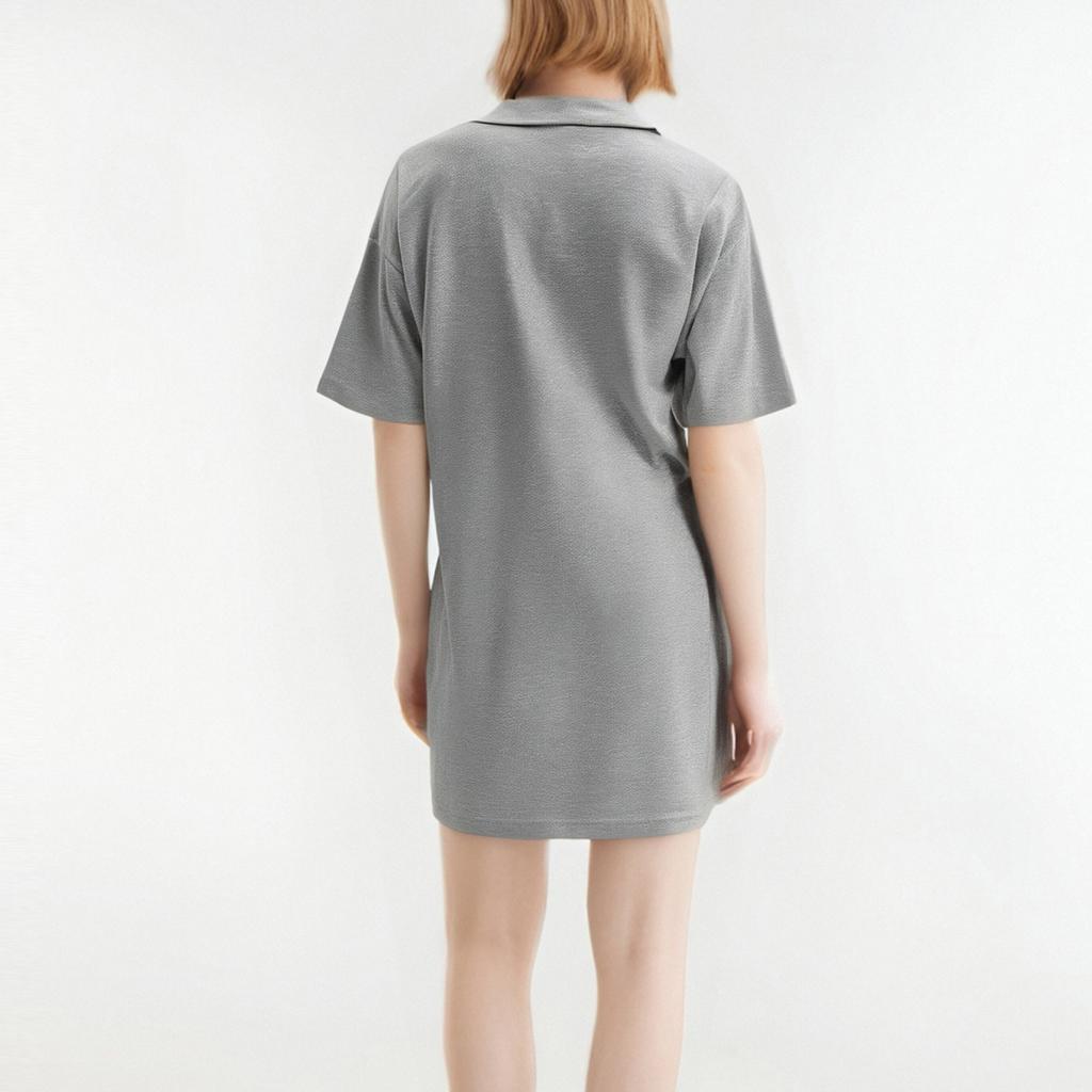 Dámská móda letní ležérní jednobarevné šaty s výstřihem do V a klopou