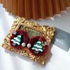 Bowknot Mistletoe Christmas Earrings Retro Heart Ear Studs Fashion Plush Xmas Pendant  Girls