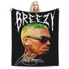 Rapper Chris Brown Großes Gesicht Decke Fleece Frühling/Herbst Tragbare Dünne Überwurfdecke für Bett Outdoor Plüsch Dünne Steppdecke