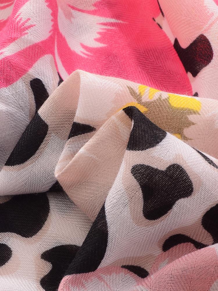 Cotton Linen Women Floral Leopard Print Beach Silk Scarf Shawl Femme Mujer Pareo Muffler Bufandas Stoles Hijab Bandanas Summer