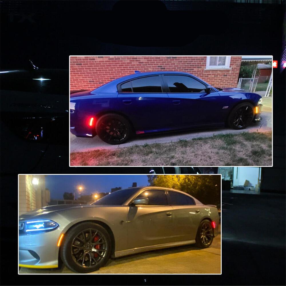4 Stück LED Seitenmarkierungsleuchten Vorne Hinten Für 2015-2023 Dodge Charger Getönte Linse