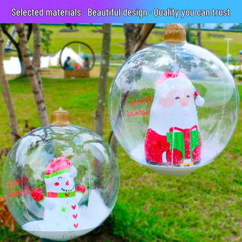 LED Inflatable Christmas Decoration Ball - Lighted Yard Balloon Atmosphere Light PVC