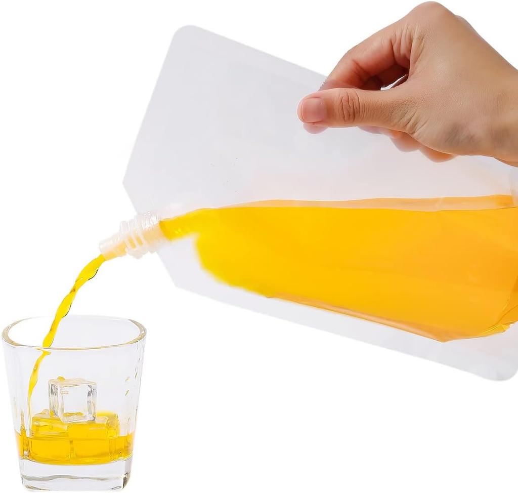 Clear Plastic Flasks  and Reusable Drink Bags Leak-Proof for Trave Outdoor Sport Running Enthusiasts Concerts 8oz 16oz 32oz