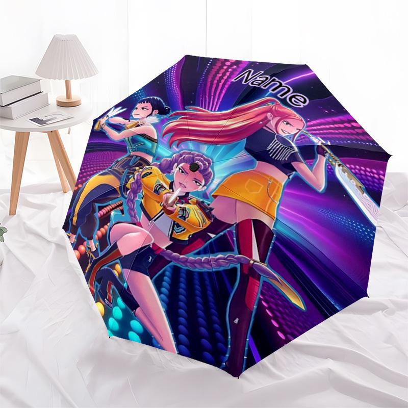 1PC KPop Hunters Custom Name Automatic Open/Close, 8-Rib Durable Frame Compact Travel Umbrella for Men & Women D1222082