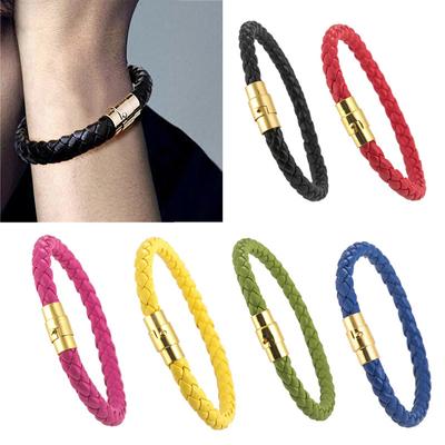 Good Wristband Bracelets Braided Unisex Alloy Button Jewelry Leather Bangle Men Women Gift Trendy For Loves