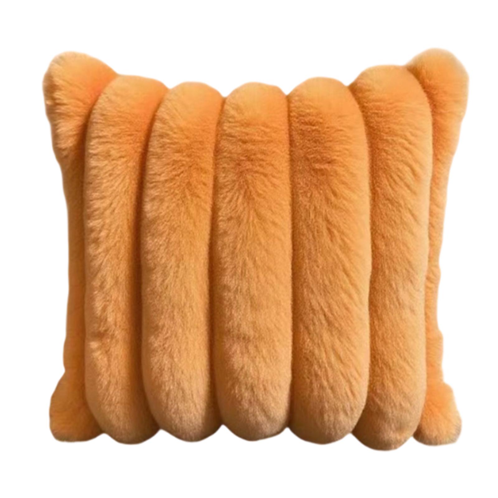 

Plush Cushion Cover 45x45cm Soft Faux Fur Pillow Case Decorative Throw Pillow Cover for Sofa Bed Chair Home Living Room One Size шафрановий