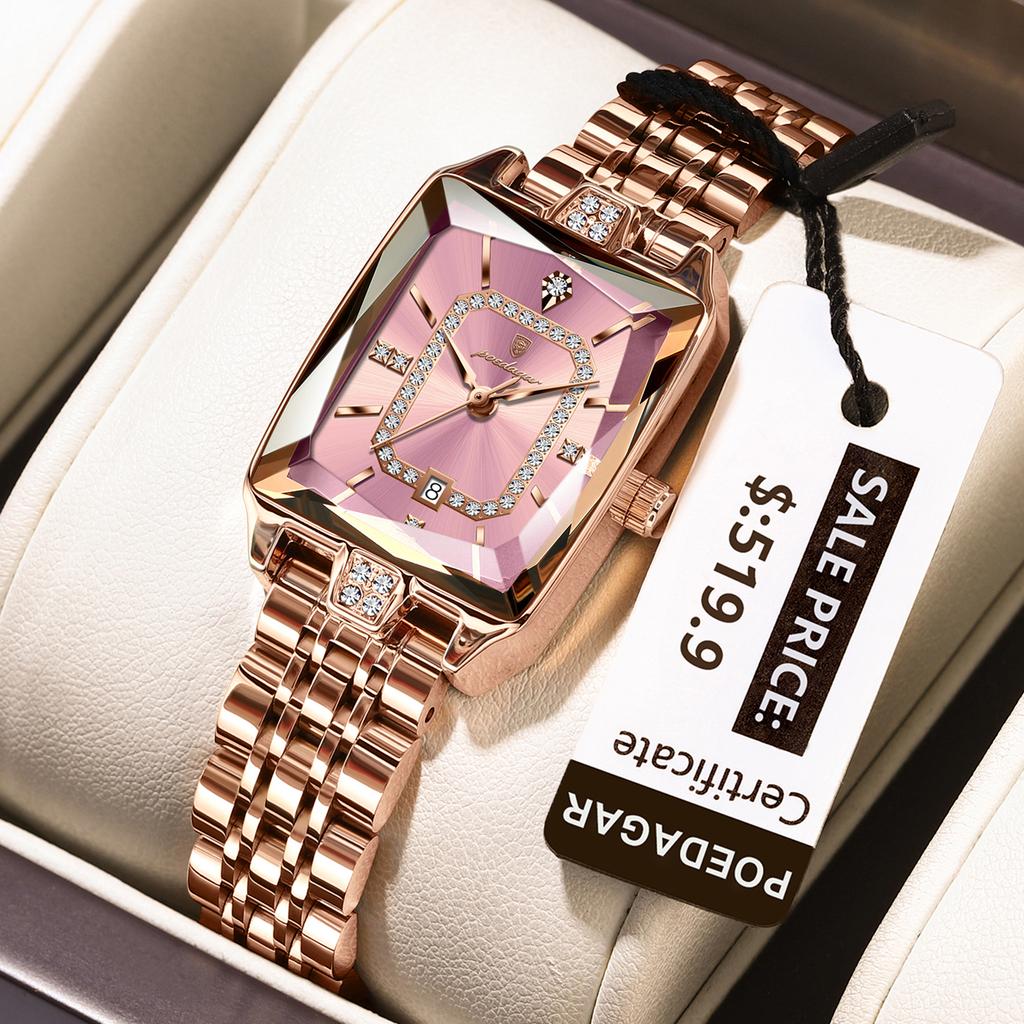 POEDAGAR Trendy Luxury Women Watch Waterproof Date Ladies Wristwatch Stainless Steel Exquisite Elegant Quartz Watches For Women