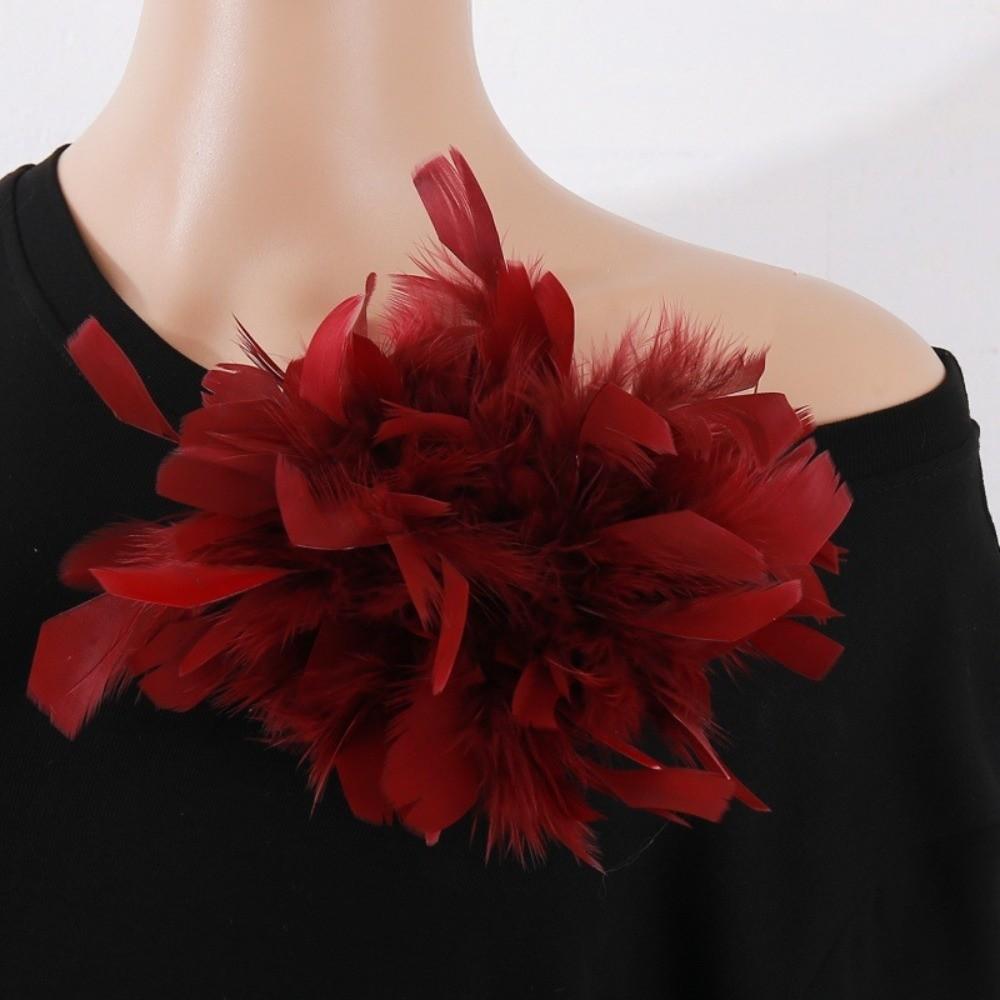 Faux Feather Fabric Corsage Large Lapel Pin Chic 16cm Flower Brooch Mother's Day