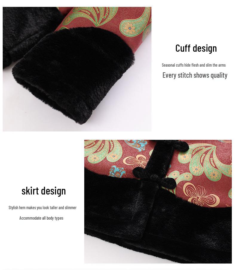 Grandma's Winter Plush Fur Collar Coat - Warmth for Middle-Aged and Elderly Women