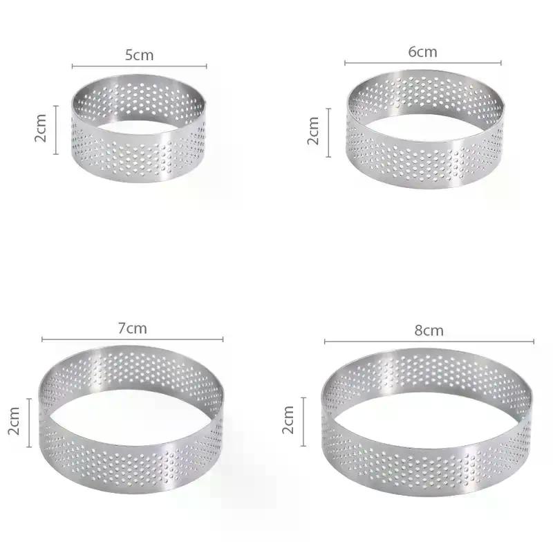 5/6/7/8CM Classic 304 Stainless Steel Mousse Ring Cake Mold With Hole Tart Bottom Tower Fruit Pie Quiches Baking Tool