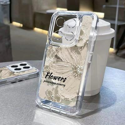 Für Xiaomi 13t 11t Poco F6 X6 X5 Pro Redmi Note 13 12 11 10 Pro Stoßfestes Relief-Blumenmuster Weicher Silikon-Objektivschutz Schlanke Abdeckung
