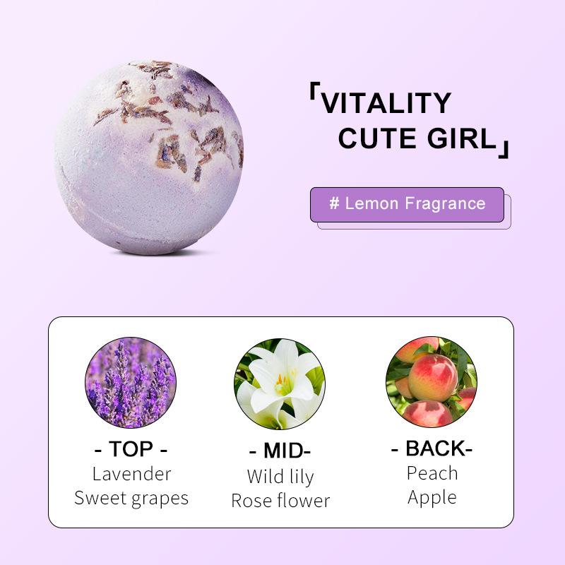 Lavender Dried Flower Bath Bomb, Exploding Bath Salt Ball with Real Flowers,Relaxing Aromatherapy Spa Fizzy Ball, Moisturizing Skin Softener for Women