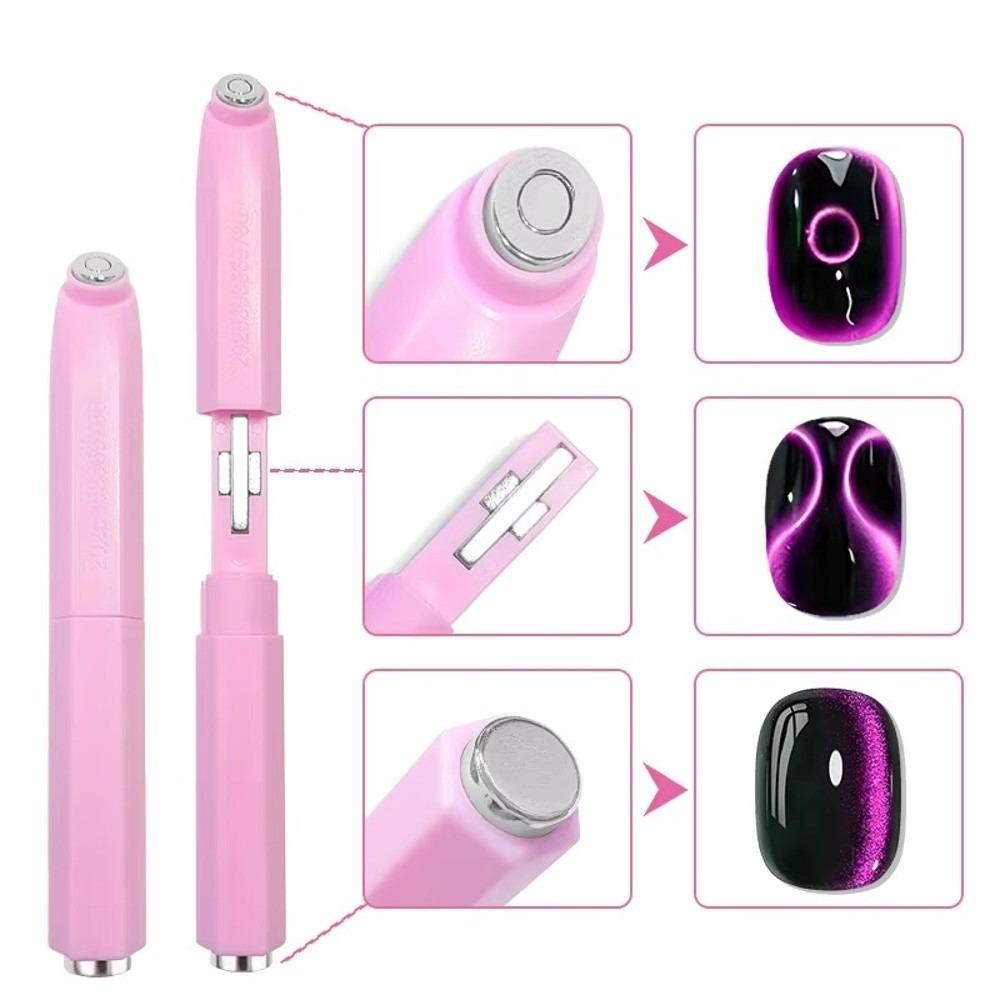 3-in-1 Cat Eye Nail Art Stick Multifunctional 3D Circular Diagonal Effect Cat Eye Magnetic Nail Art Tool DIY розовый