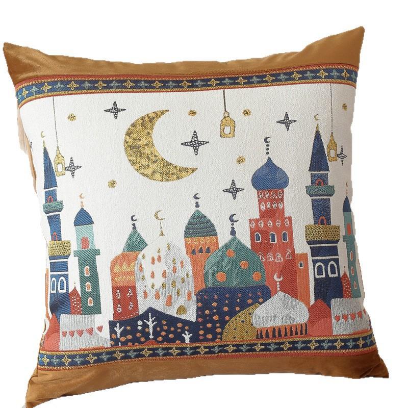 Woven Jacquard Star Moon Castle Camel Cushion Cover Living Room Sofa Decorative Pillowcase