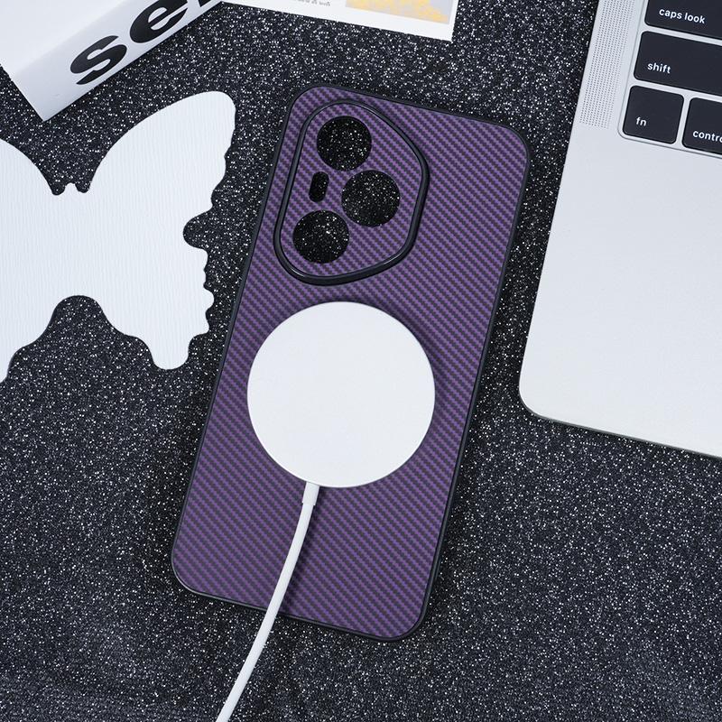 For Honor 400 & 400 Pro Global Version Case Magsafe Magnetic Carbon Fiber Pattern Full Camera Lens Protection Leather Case Cover