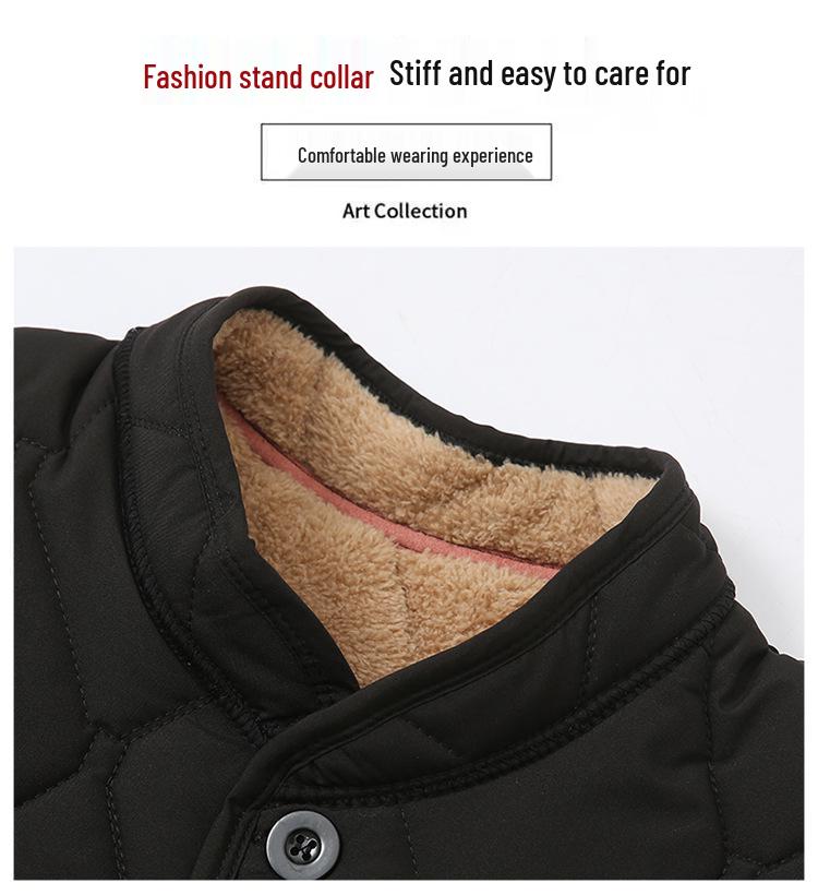 Men's Winter Cotton-Padded Jacket for Seniors - Fleece-Lined, Thickened, Warm, Ideal for Dad or Grandpa