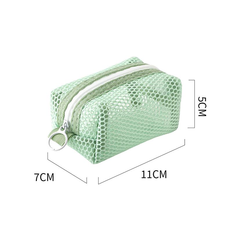 Square Mesh Cosmetic Bag Mini Coin Purse Portable Square Cosmetic Storage Bag With Zipper Multi-Purpose Sundries Bag