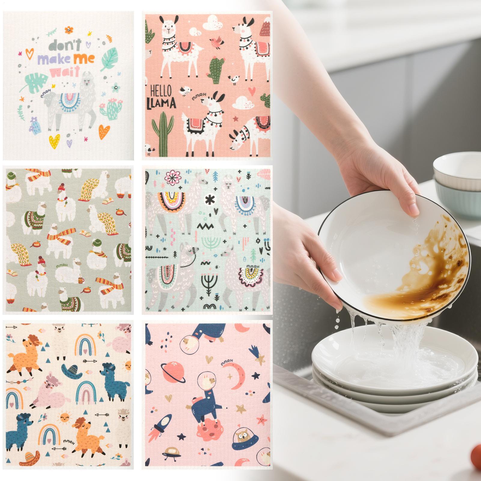 6 шт. Кухонные салфетки Мягкие Ультрапоглощающие Тряпки для посуды Вытирающие полотенца Тряпки Бытовые чистящие салфетки Многоразовые China Mainland