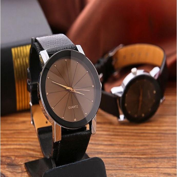 Stylish Pattern Pu Leather Strap Fashion Watch For Couples Men Women Students