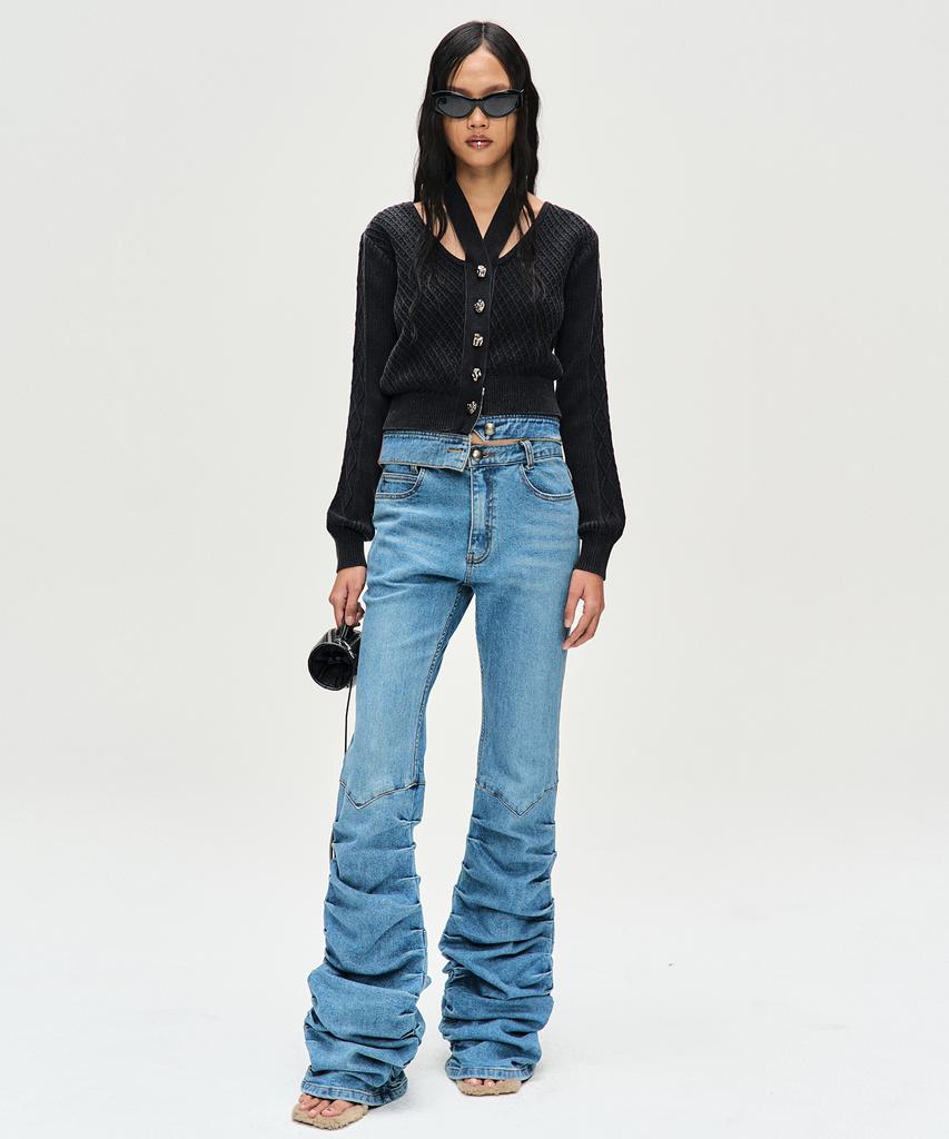 ADSB ANDERSSON BELL New Martina Western Boots Wrinkle Jeans Apa667W(Washed Blue)