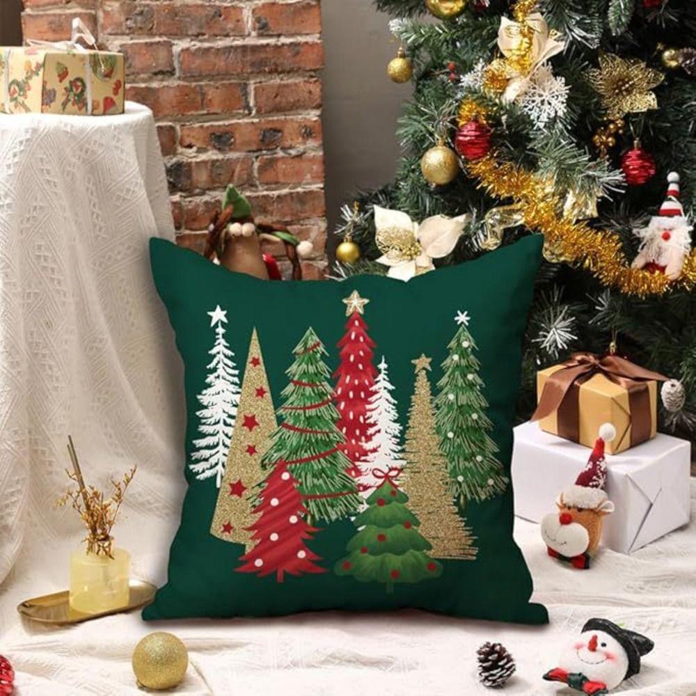 2Pcs 45x45cm Christmas Tree Cushion Cover Luxury Pillow Shell Dacron Throw Pillow Case Children