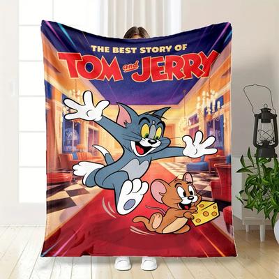 La Meilleure Histoire de Tom et Jerry: Couverture Classique de Dessins Animés Couverture Jetée en Flanelle pour Canapé, Lit, Voyage, Camping, Bureau