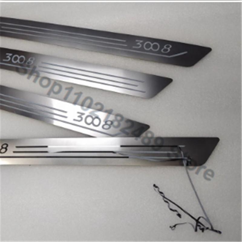 Stainless Steel Door Sill Scuff Plate Car Accessories Trim For Peugeot 3008 2009 2010 2011 2012 2013 2014 2015 2016