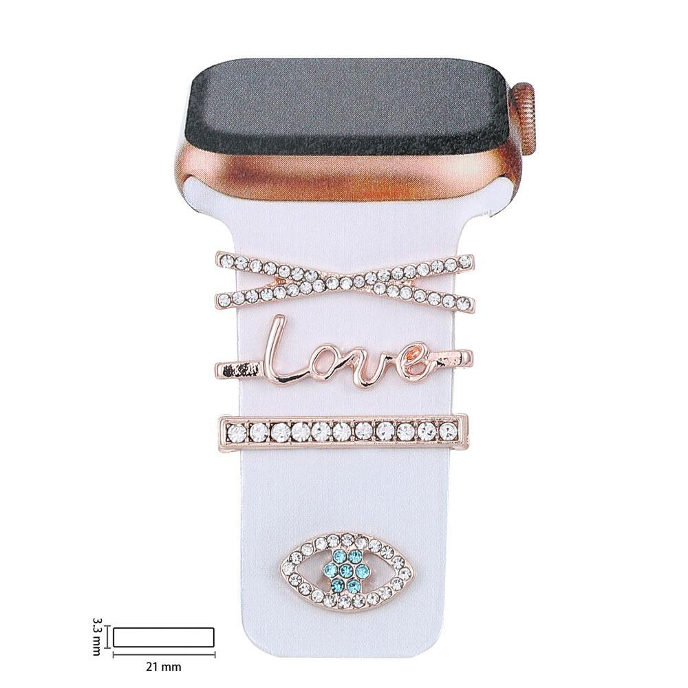 

Metal Rhinestone Watchband Ring Ring Loops Brooch Watch Strap Ornament Cute Diamond Ornament for Apple//Samsung Watch