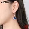 925 Sterling Silver Blue Crystal Drop Earrings for Women Fashion Wedding Jewelry