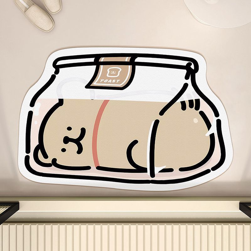 Diatom mud floor mat non-slip quick-drying water-absorbing cute animal cartoon home foot mat toilet bathroom toilet mat