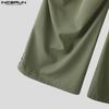 INCERUN Men Pants Casual Elastic Waist Long Ruffled Cargo Trousers