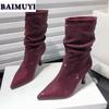 Kristall Spitzschuh High Heels Damen Stiefeletten Sexy Schuhe 2025 Trend Luxus Mode Schnee Chelsea Boots Neue Pumps Mujer Stiefel