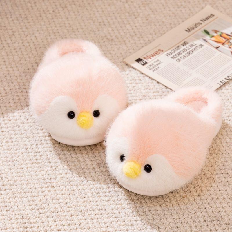 Fashion Lovely cartoon penguin slippers woman home keep warm shoes winter womens animal fur slides fluffy indoor slipper lady room scuff