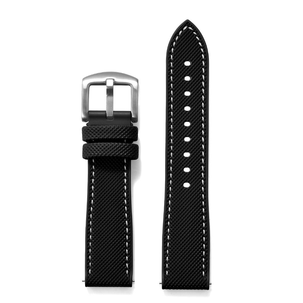 STAPELP Hybrid FKM Sailcloth Nylon Watch Strap 18mm 20mm 22mm 24mm Fluoro Rubber Leather Watchband For Each Brand Diving Watches