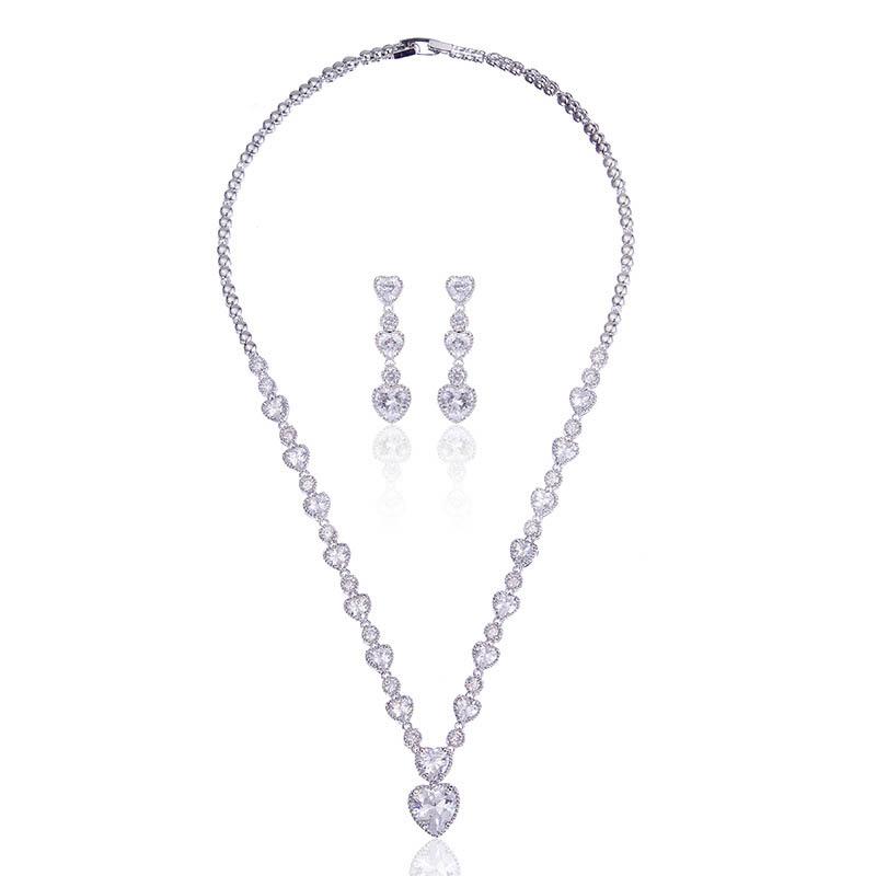 Cellacity 925 Sterling Silver Sets Gemstone Hollow Heart Earrings Zircon Ruby Sapphire Emerald Women 'S Wear Jewelry For Party