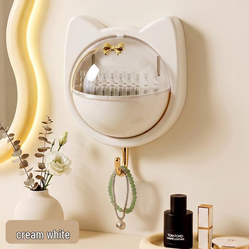 Wall-Mounted Flip-Top Clear Skincare Storage Box, Dustproof & Punch-Free