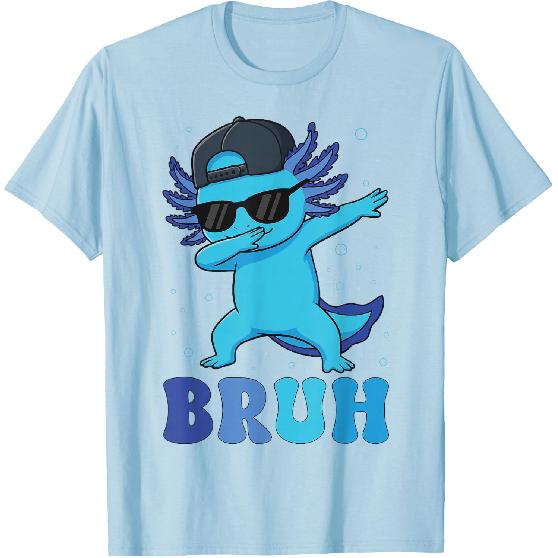 Bruh Dabbing Axolotl Funny Mens Kids Boys Teens Axolotls T-Shirt