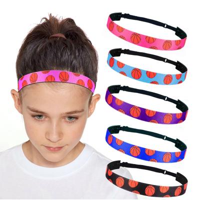 Girls Sports Headband Athletic Hair Band Elastic Headband with Basketball Pattern for Soccer Running Sweatband Sports Accessories