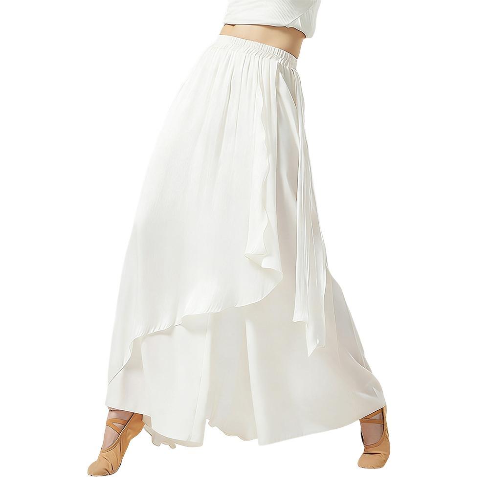 

Flowing Dance Skirt Pant Loose Performance Costumes Fashion Classical Dance Trousers Yoga L білий