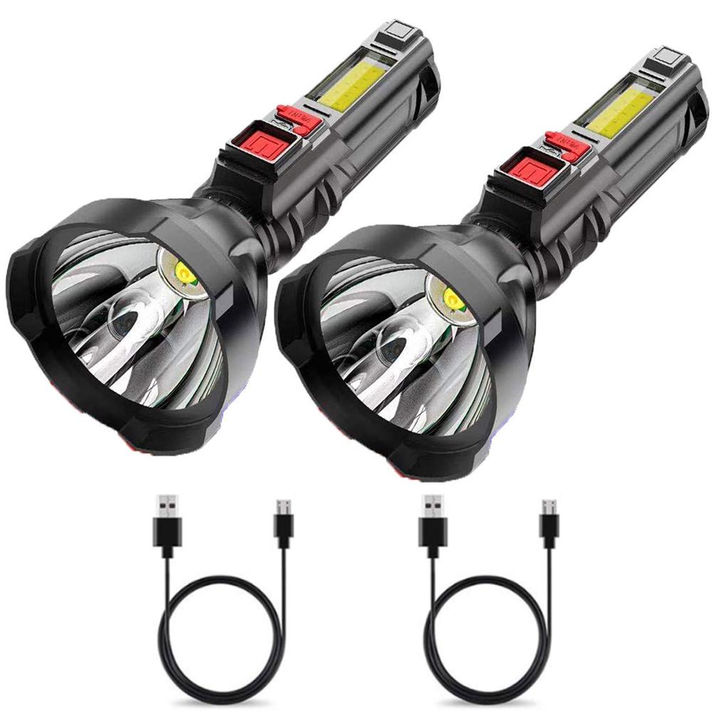 Outdoor Portable LED COB Dual Light Source Flashlight Super Bright Long-Range Tactical Torch USB Rechargeable Emergency Lantern