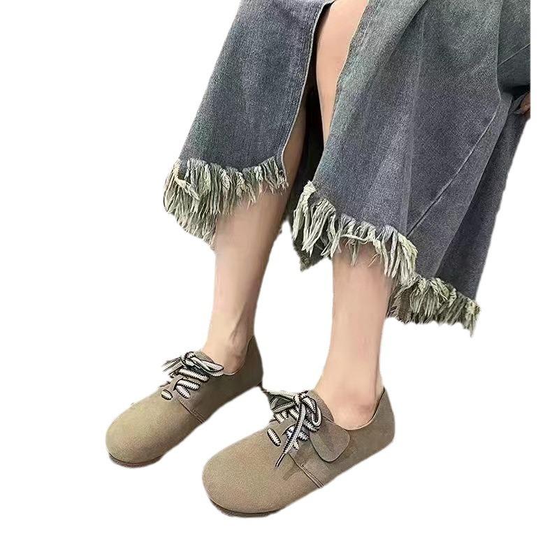 Huiliya Retro Flat-bottomed Boken Shoes Women's 2025 Autumn New Versatile Soft-soled Lazy Shoes Single Shoes Women 998-6