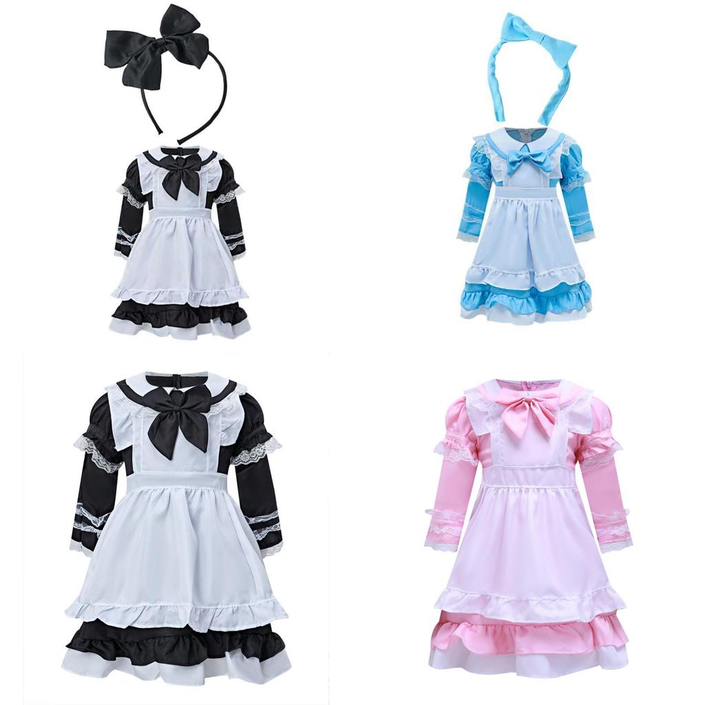 Halloween Girl Stage Costume With Bow And Lace Design For Childrens Fairy Tale Play