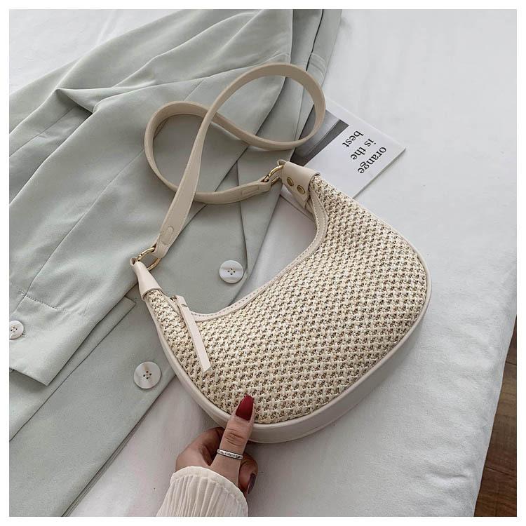 New Niche High-grade Fashion Elegant Crossbody Bag Leisure Holiday Shoulder Bag Straw Underarm Bag Women's Bag