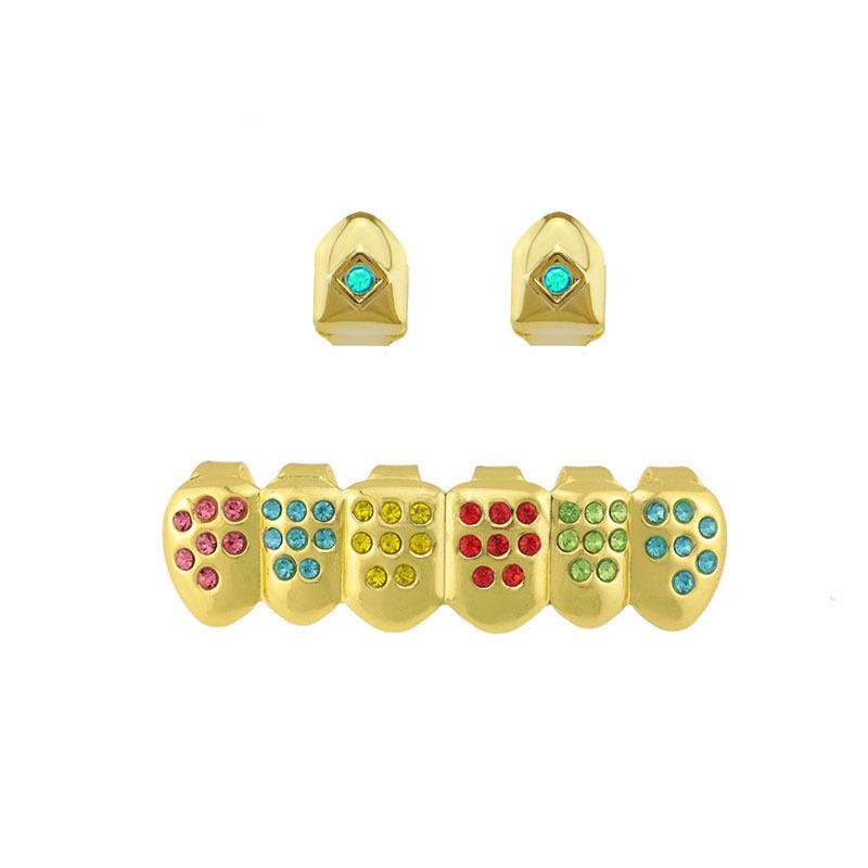 Glossy Single-Colored Diamond Hip-Hop Grillz Set with European and American Inspiration