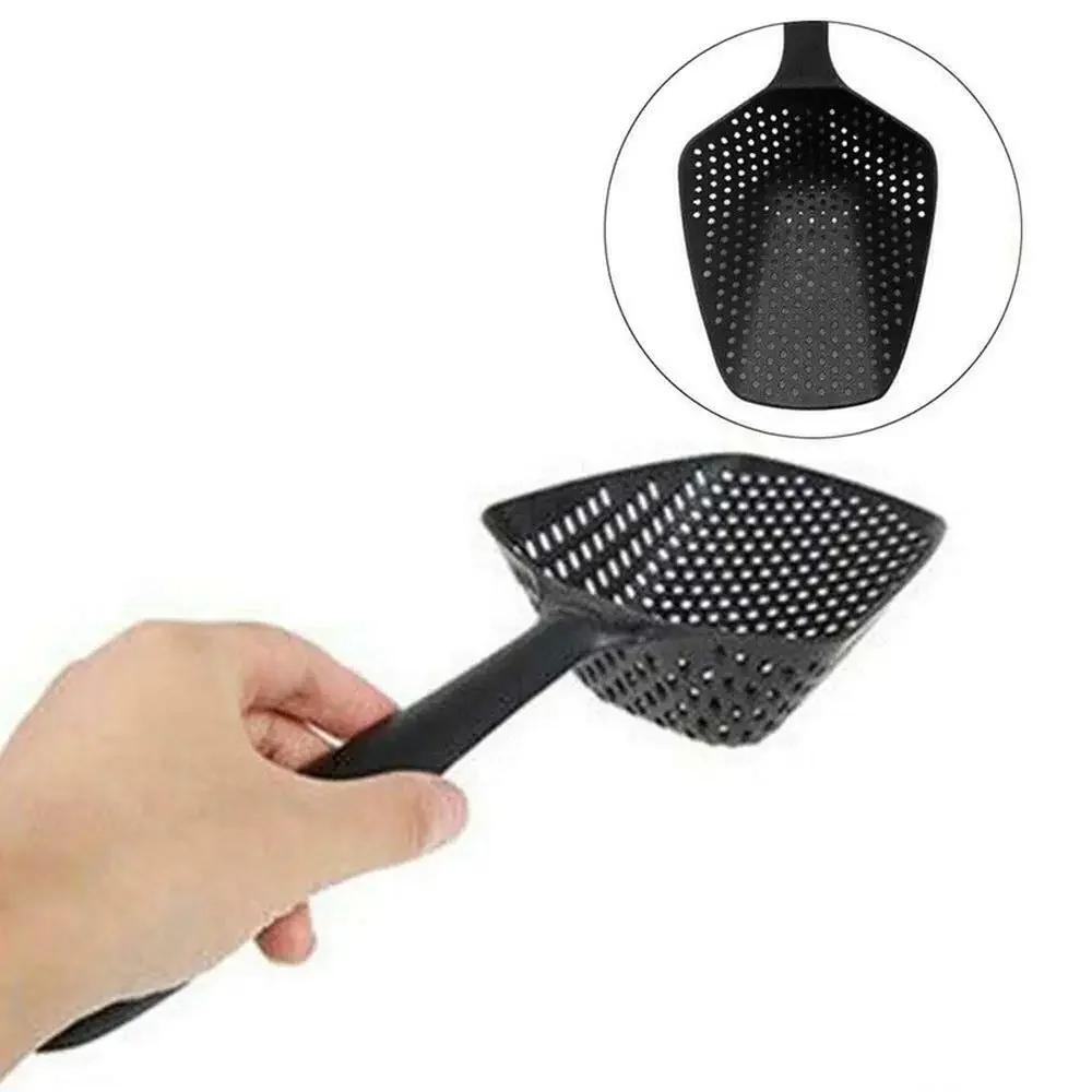 1pc Kitchen Strainer Scoop Food Drain Shovel Slotted Skimmer with Handle Kitchen Strainer Tools for Kitchen Cooking Baking Drain