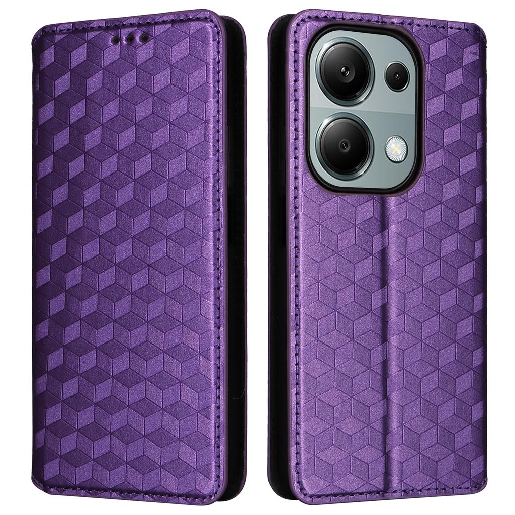 For Xiaomi Redmi Note 13 Pro 4G/Poco M6 Pro 4G/Note 14S 4G Case Rhombus Imprinted Stand View Phone Cover