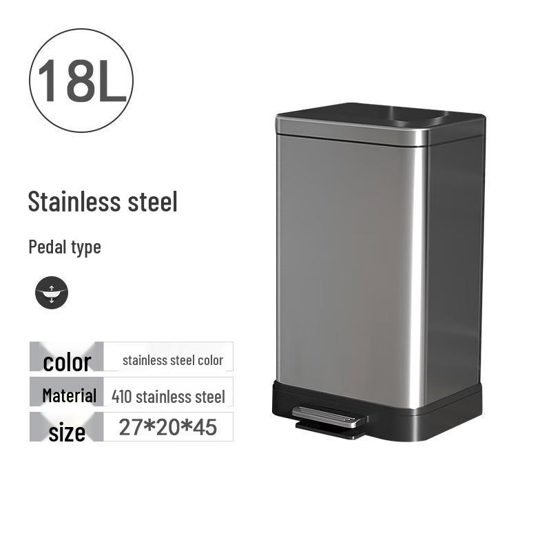 Gongli 18L Stainless Steel Foot Pedal Waste Bin